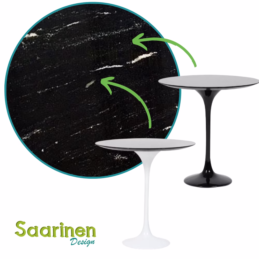 Mesa Saarinen Lateral - Preto Venato - Imagem 4